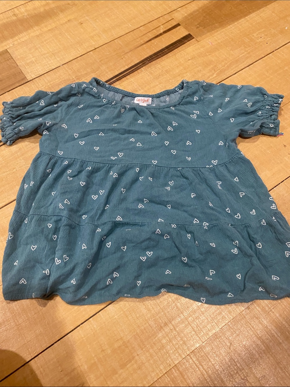 Cat & Jack Teal Heart Tiered Blouse